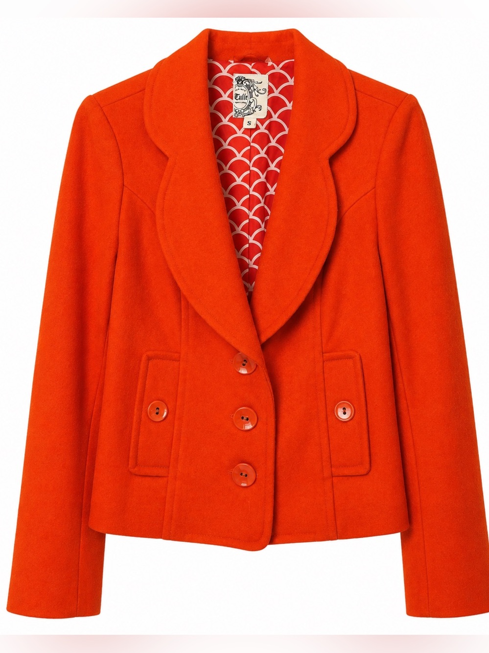 Anthropologie TULLE orange red jacket wool blend size small